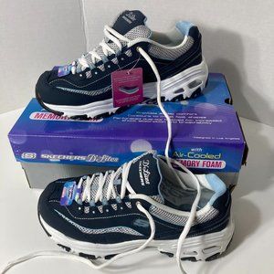 Skechers D' Lites Memory Foam Sneakers Blue White